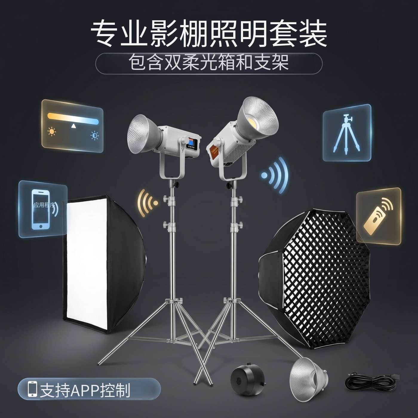 直播补光灯300瓦灯手机拍摄光家用led照明氛围专用网红灯跨境灯具