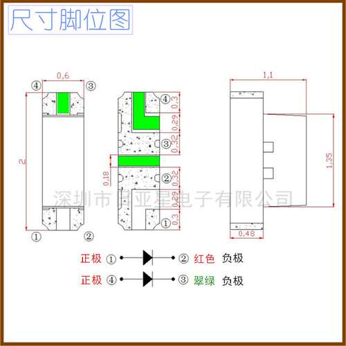 0805侧面红翠绿双色0802侧面红黄绿2106红蓝高亮双色贴片led灯珠