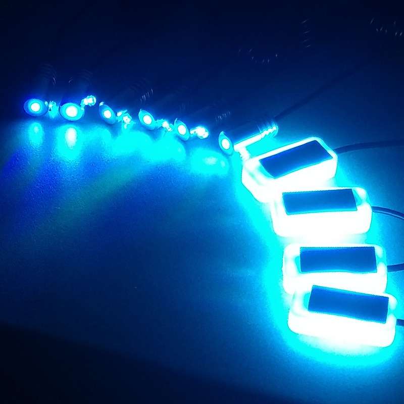 APP冷光线汽车LED氛围灯车内气氛脚底灯仪表盘灯车门装饰灯一拖十