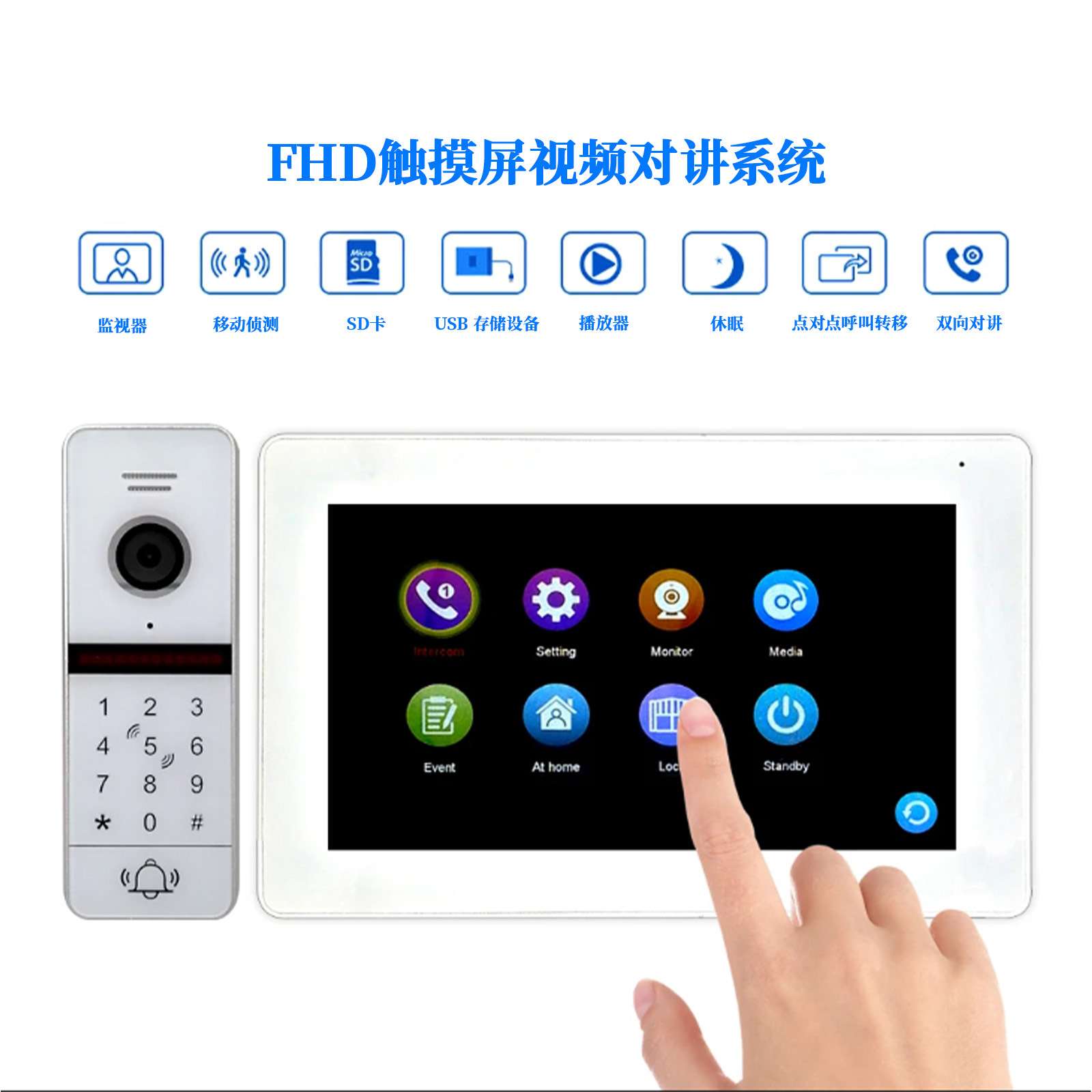 anjielosmart高清1080P触摸屏双向对讲彩色可视对讲智能门铃