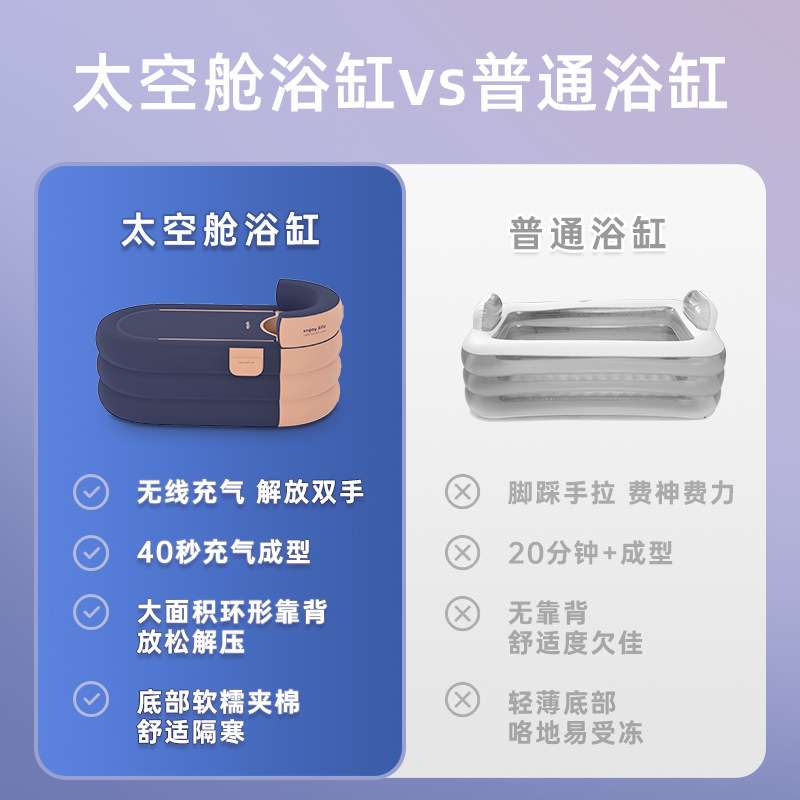 充气浴缸可折叠泡澡桶神器浴盆成人沐浴桶家用全身儿童大人洗澡桶