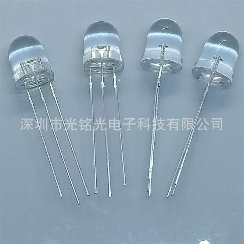 现货供应 F8/8mm红蓝光双色共阴LED发光二极管 双色透明直插灯珠
