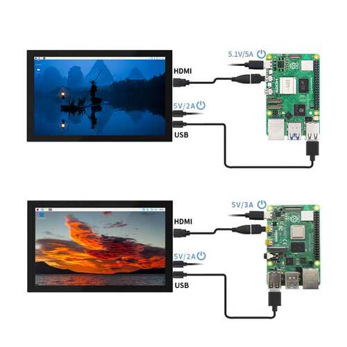 树莓派5代10.1寸IPS HDMI触摸屏Raspberry Pi5 液晶显示器送电源