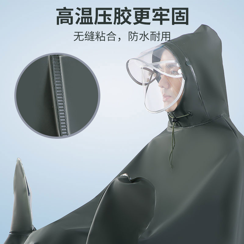 大渔牌雨衣男女电动摩托车成人加大加厚单人全胶防暴雨披双帽檐