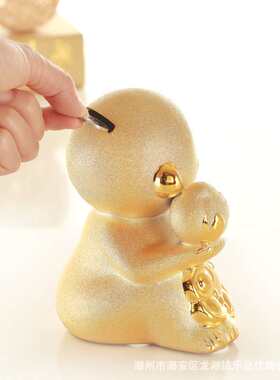 陶瓷金猴存钱罐摆件猴年精美大号中号储蓄罐儿童成人理财家居饰品