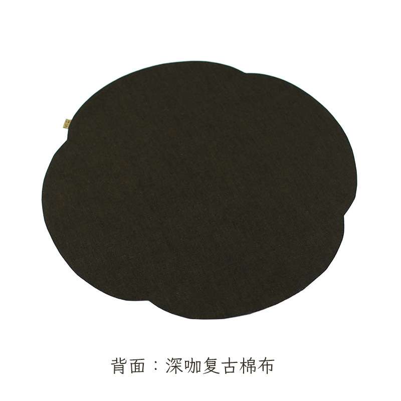棉麻香云纱真丝海棠茶席 慢蓝传统手工布艺植物染印染刺绣席垫