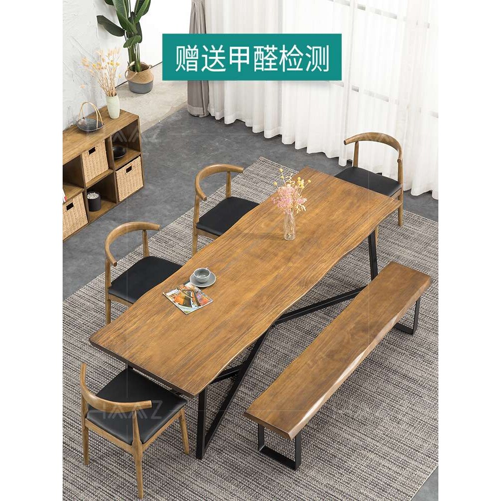 长条凳子家用实木餐桌椅凳铁艺小方凳矮长凳原木大板凳
