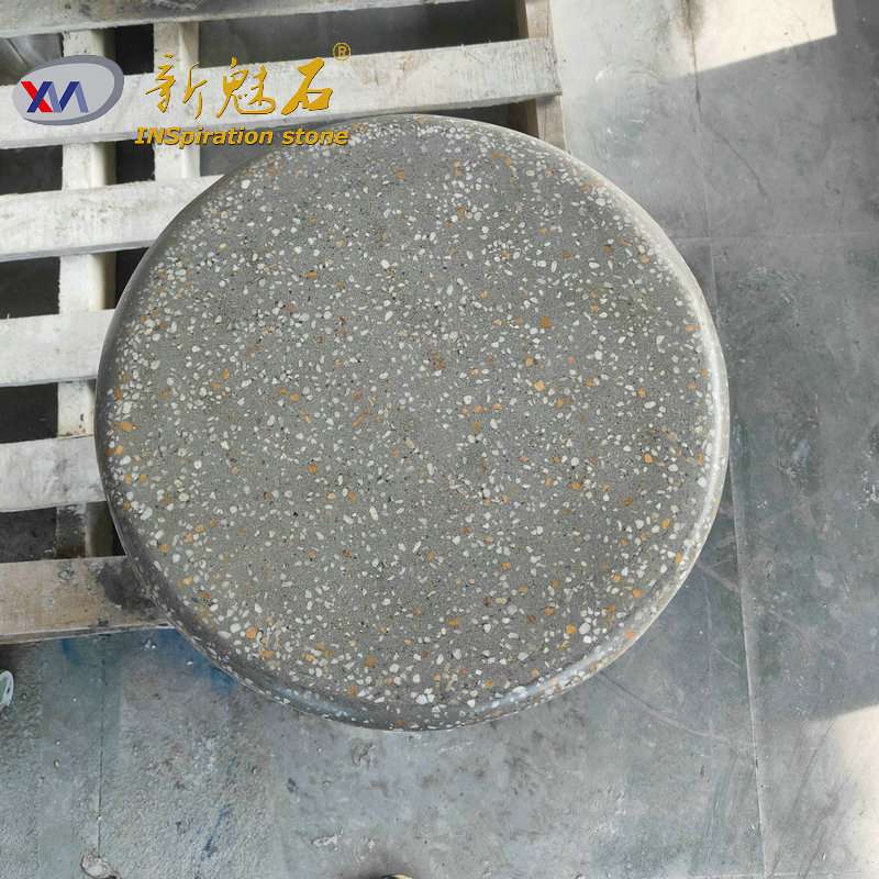 源头工厂大颗粒水磨石小坐凳圆椅室内外咖啡厅纤维水泥混凝土凳子