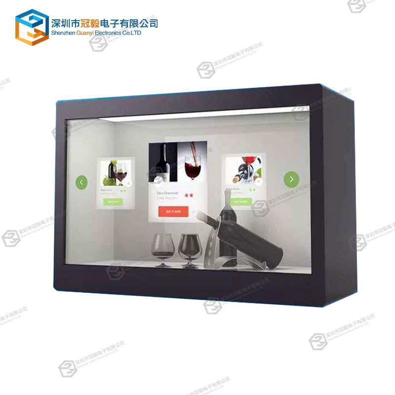 金冠毅透明液晶屏展示柜58寸3D透明橱窗拼接展示柜led全彩高清