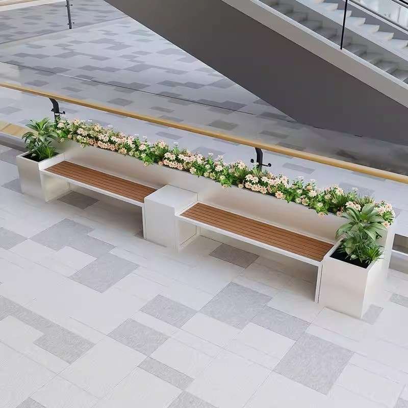 户外座椅座凳卡座花箱组合铁艺广场商业街休息凳景观花池室外阳台