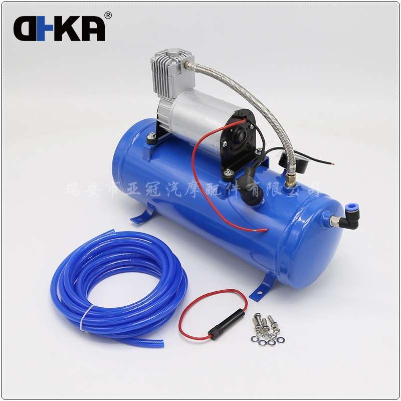 通用现货喇叭改装气泵蓝色6L空气压缩机12V24V悬挂压缩机