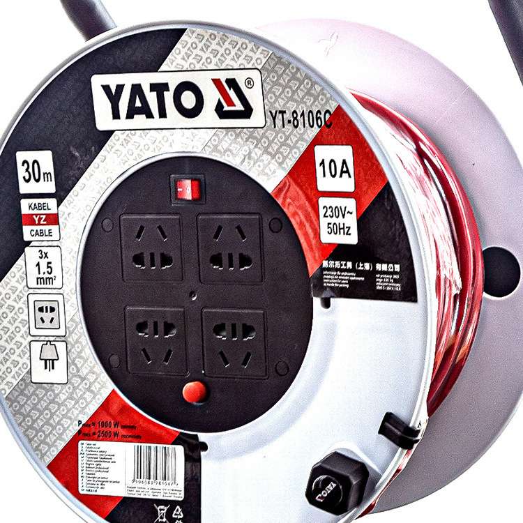 YATO 国标移动电缆盘绕线盘空盘拖线盘线轴电线盘收线器防尘防水
