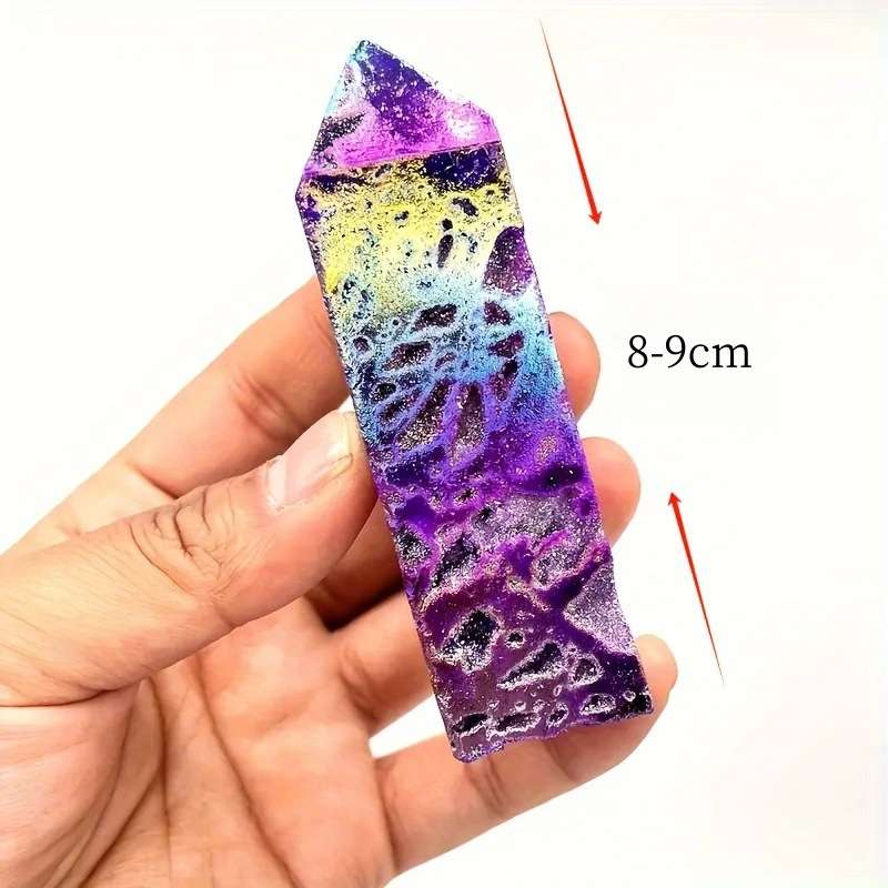 天然紫色光环闪锌矿宝石塔 高品质电镀表面 装饰摆件厂家