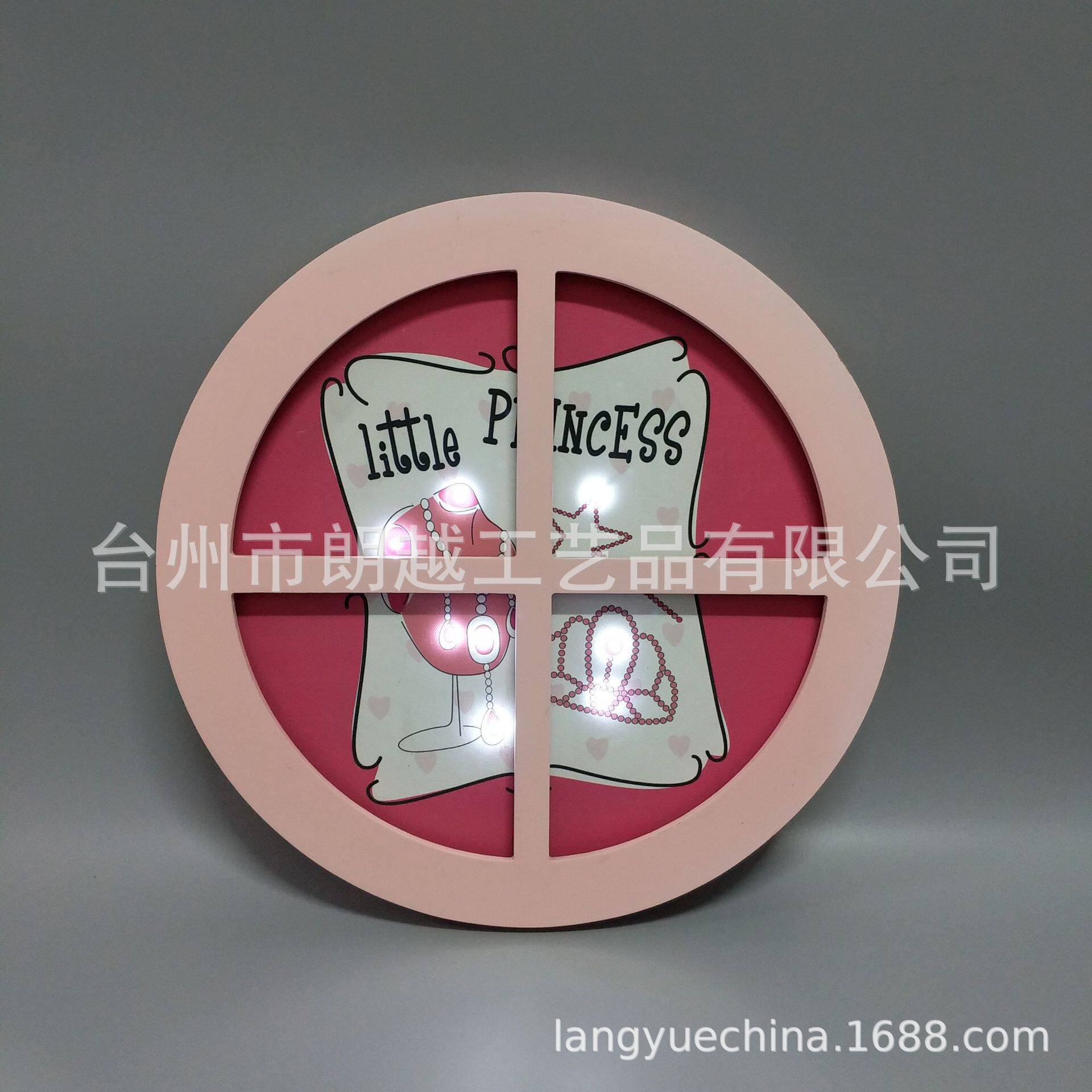 木制窗户造型LED灯框小女孩家居装饰灯帆布画灯框壁挂