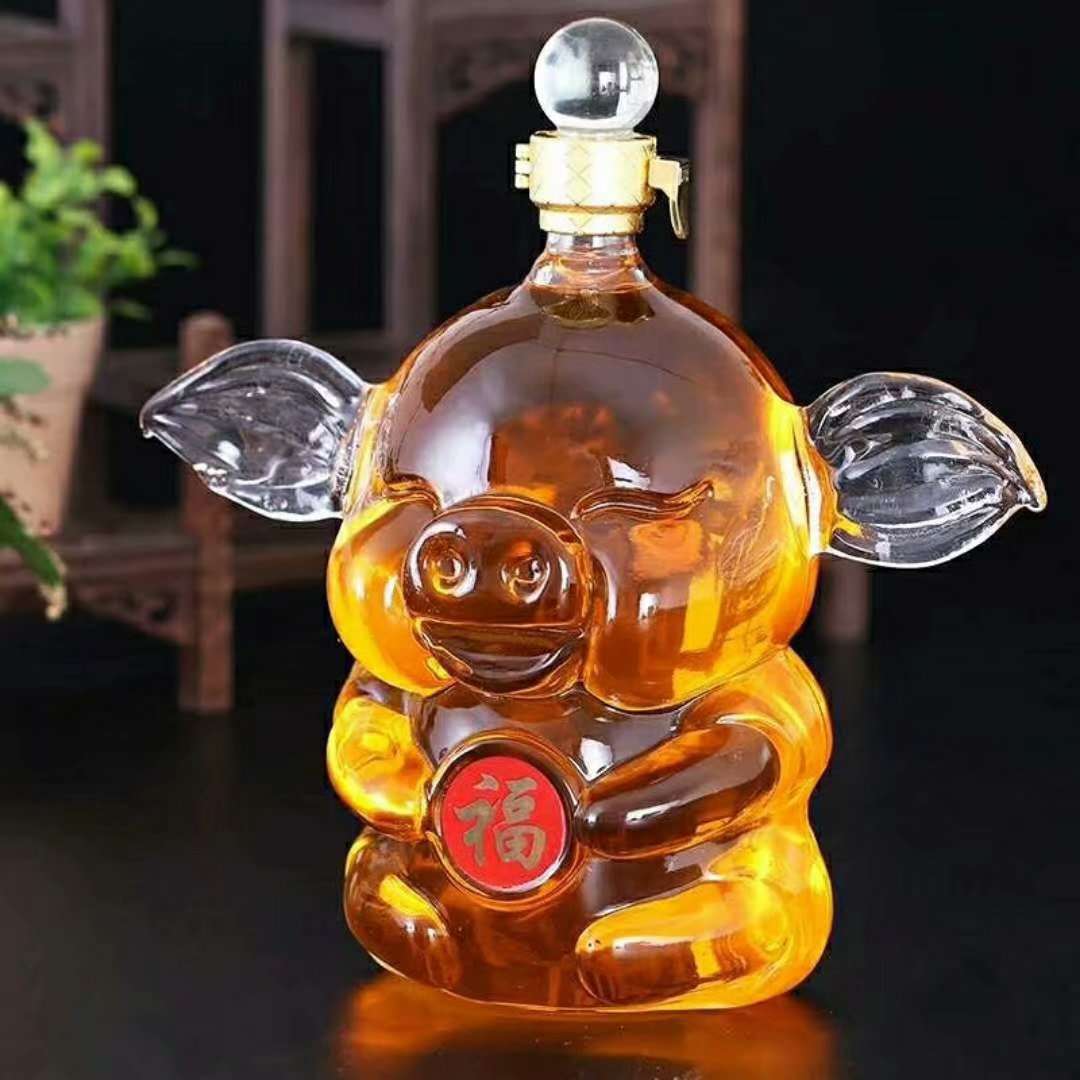 玻璃泡酒瓶工艺动物瓶 个性密封罐透明玻璃十二生肖动物造型酒瓶
