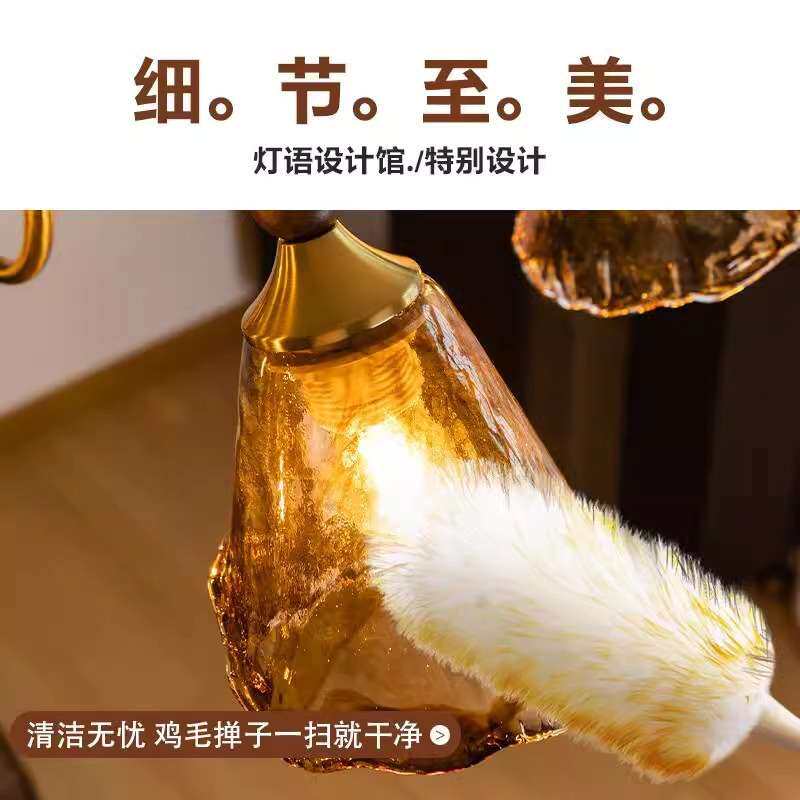 法式中古北欧美拉德复古实木玻璃卧室主灯别墅餐厅客厅吊灯吊灯
