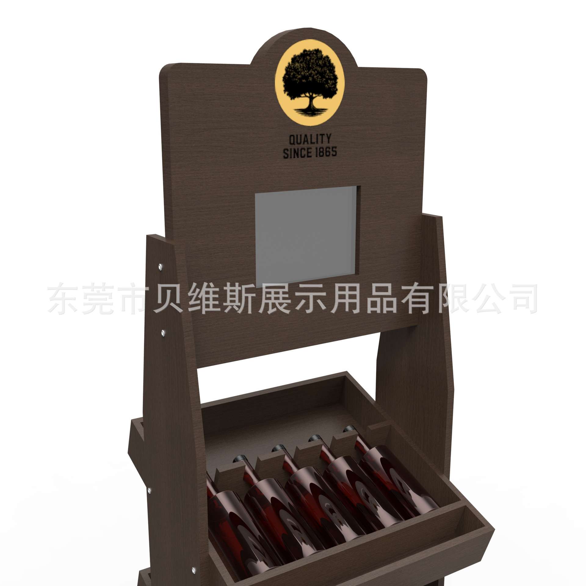 10寸显示屏实木展柜多层酒瓶落地展览展示架红酒陈列架厂家直销