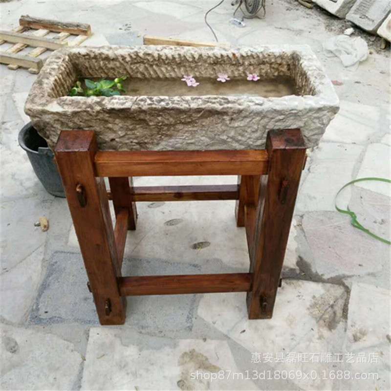 石雕老石槽园林庭院流水组合装饰工艺品青石水槽养鱼池原生态牛槽