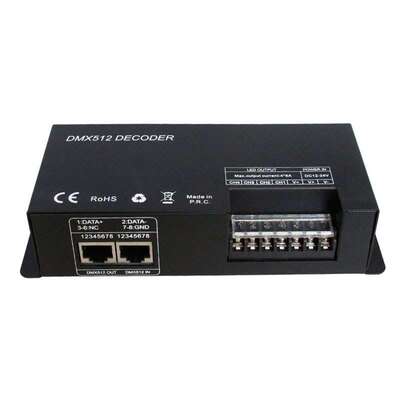 RGBW解码器4通道 DMX512解码器 DMX512控制器4*8A 舞台灯光控制器