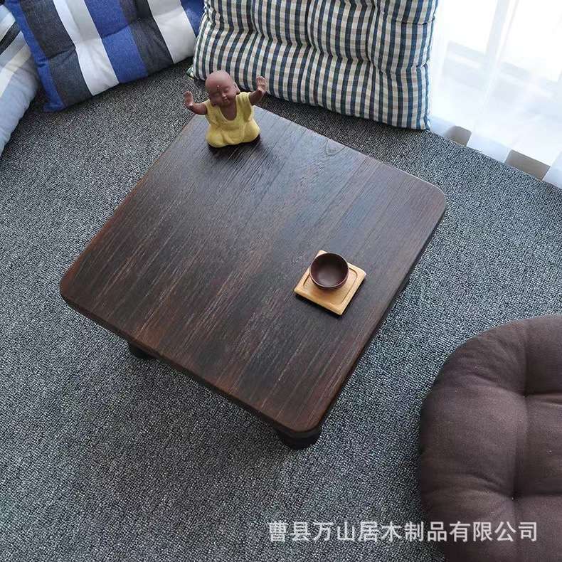 新款 日式烧桐木小方桌简约榻榻米飘窗桌子茶几矮木质地桌实木