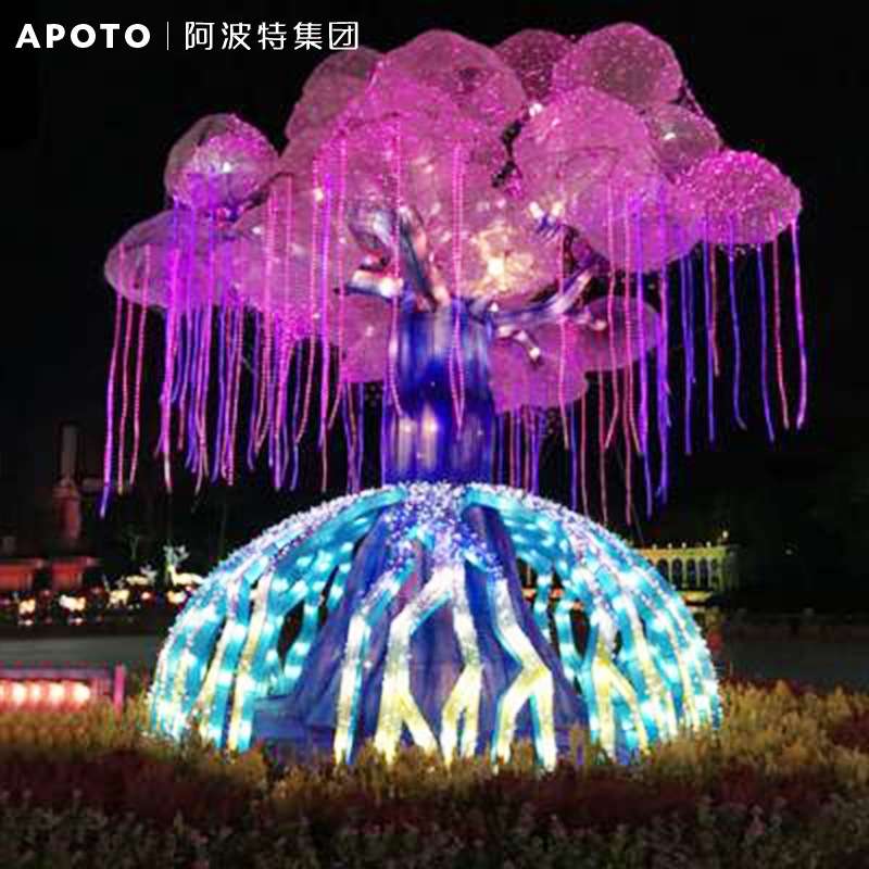 LED网红互动光波鼓生命之树大型美陈拍打发射感应发光幻彩跑马灯