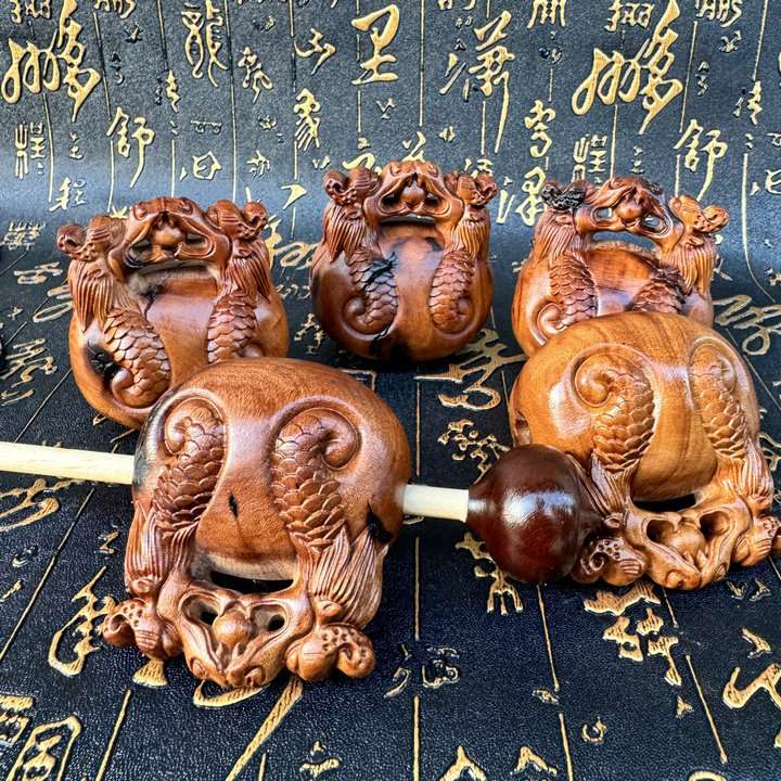 雷焦枣木 道家木鱼居士佛门木鱼枣木木鱼老式木鱼枣木实木小木鱼