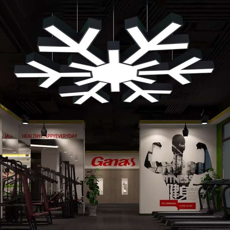 LED吊灯商场超市雪花造型灯健身房网咖办公室舞蹈室创意灯具