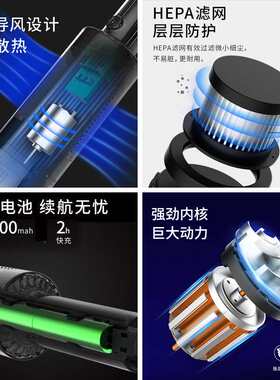 车载吸尘器 汽车大功率手持迷你车家两用无线充电便捷式吸尘器