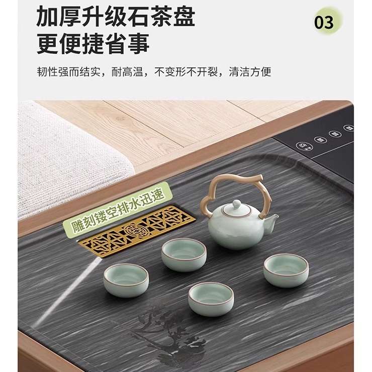 实木移动茶台简约客厅沙发边几带烧水壶一体茶几阳台办公室小茶桌