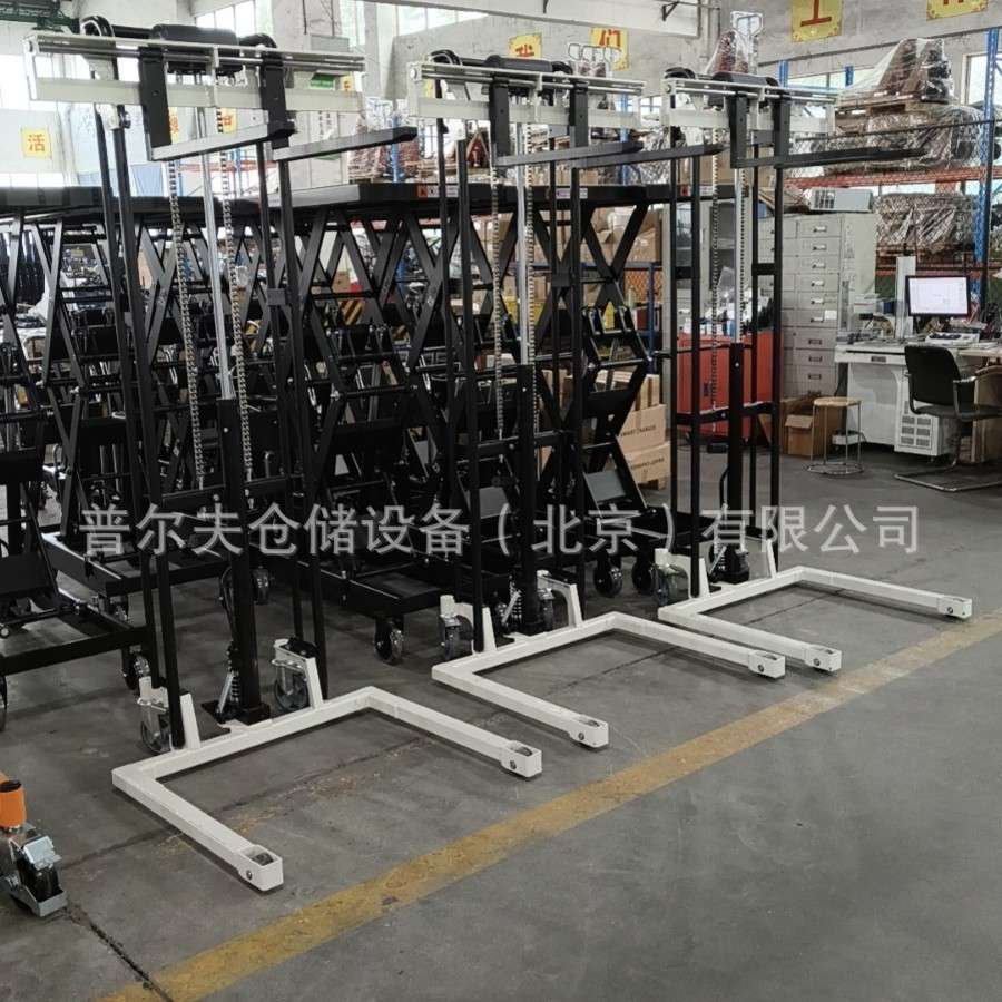 普尔夫非标轻型手动液压堆高车叉车工具车模具上料车上料机宽支腿