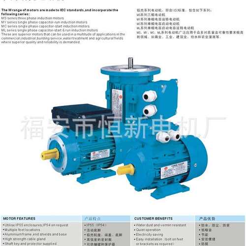 CM/ML802-4 0.75KW ML系列铝壳单相电动机 铝壳双电容单相电机