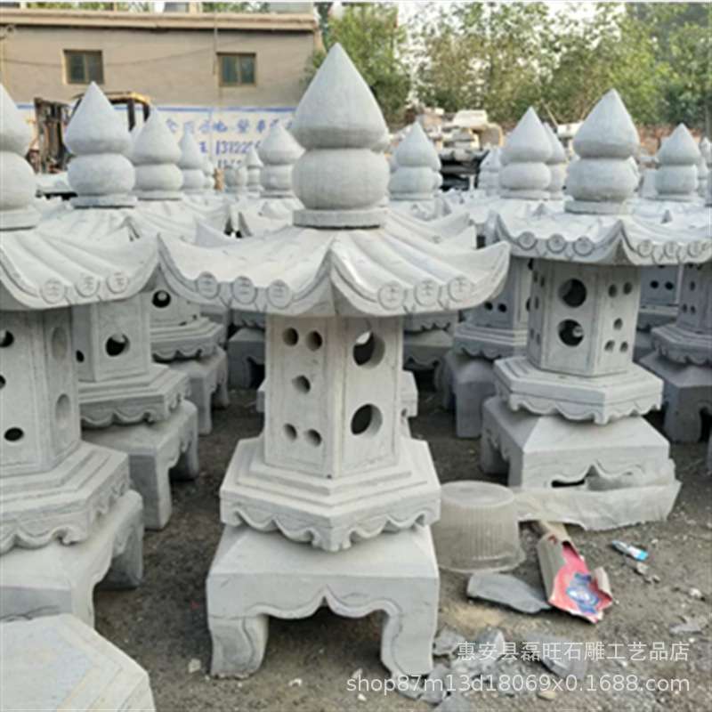 石雕户外中式仿古 太阳能灯摆件庭院草坪别墅花园落地石灯笼装饰