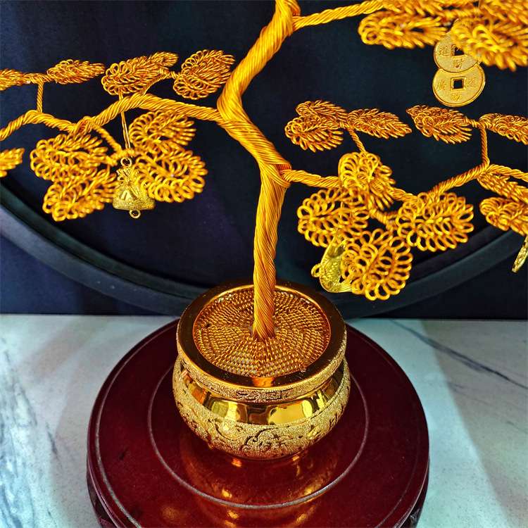 【40厘米盆景发财树】铝线发财树手工摆件特色民间工艺品旅游