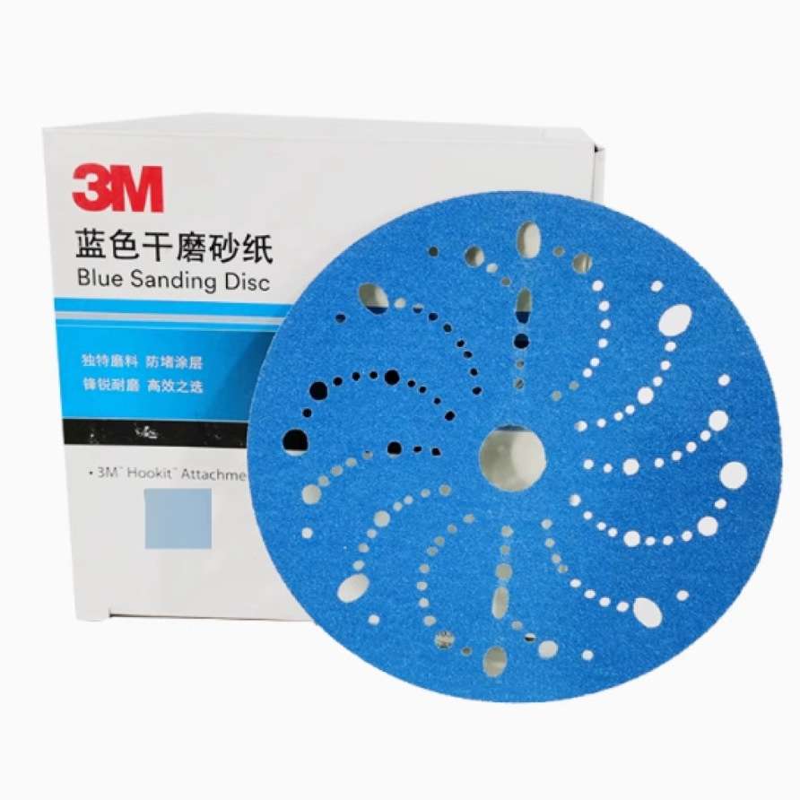 3M6寸 321U 干磨砂纸蓝锋锐旋风多孔砂纸片圆形自粘打磨背绒片
