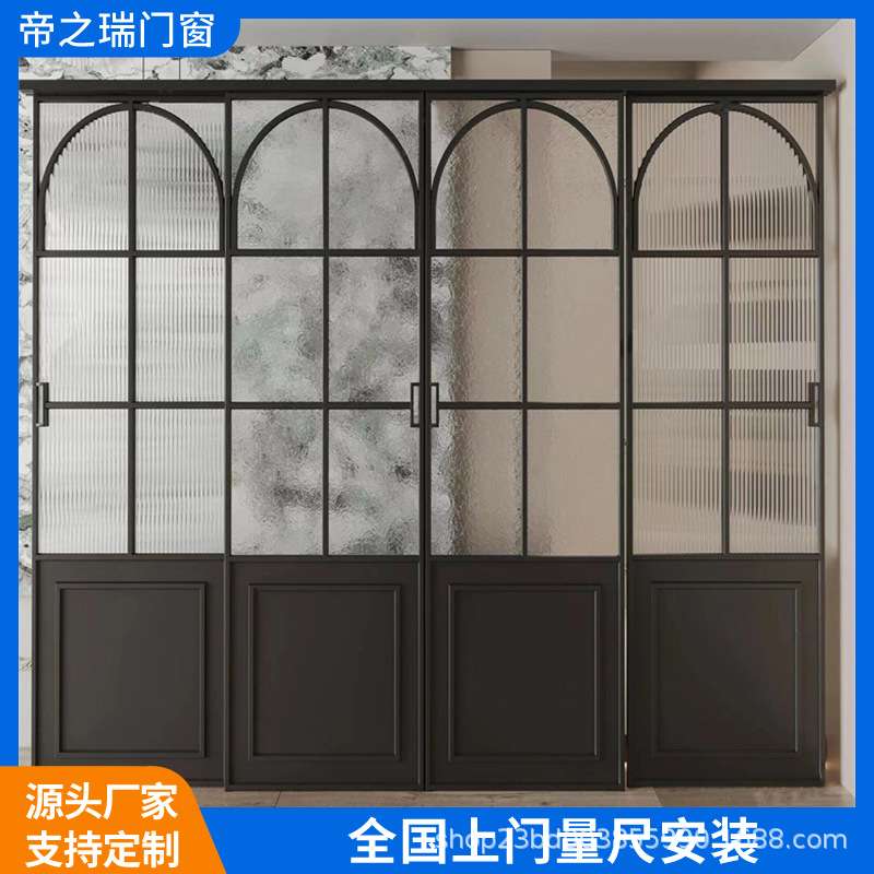 法式复古老铁门极简推拉门海棠花折叠门铝合金隔断门复古平开门