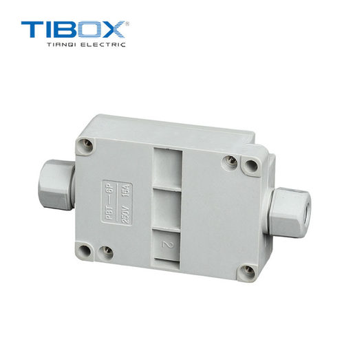 TIBOX一进一出带防水接头6P端子接线盒户外PBT材料配电密封箱底盒