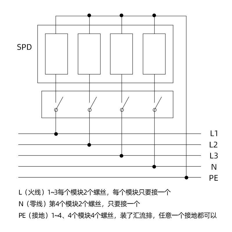 顶世DS80-385二级三相电源防雷器4P80KA 380V机房电涌浪涌保护器