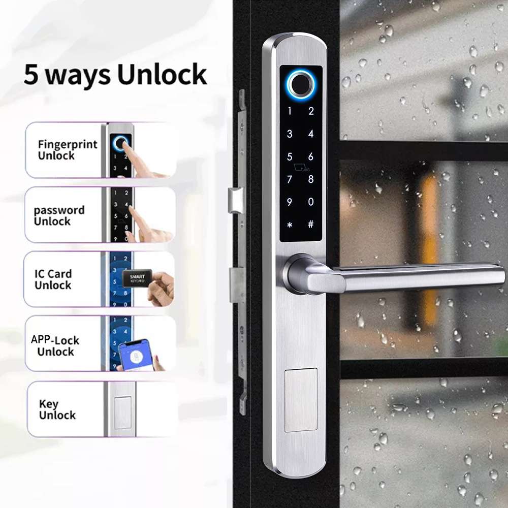 跨境手机APP开锁智能Wifi锁断桥铝室外防水指纹密码防盗家用门锁
