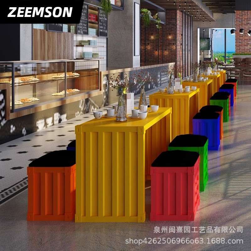 复古工业风集装箱凳子餐厅凳创意铁艺方凳储物凳可坐收纳小凳子