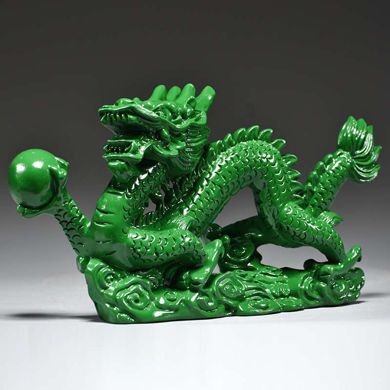 绿色木质龙青龙摆件木制十二生肖木头飞龙客厅缺角补角装饰工艺品图片