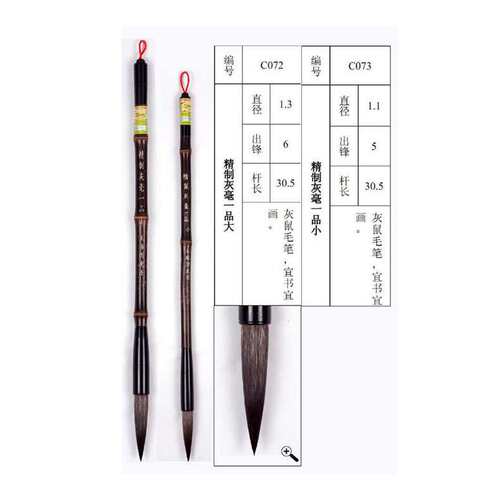 上海周虎臣毛笔  精制灰毫一品行草鼠须毛笔 国画书法书画毛笔