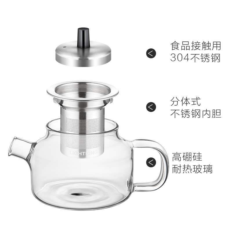 明尊 S-031A玻璃迷你茶壶飘逸杯泡茶壶玻璃茶具茶壶过滤 家用