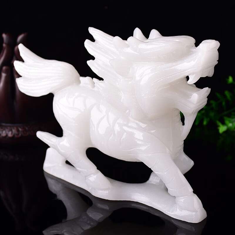 厂家 阿富汗玉麒麟一对摆件白玉貔貅家居客厅玉雕玉器装饰品