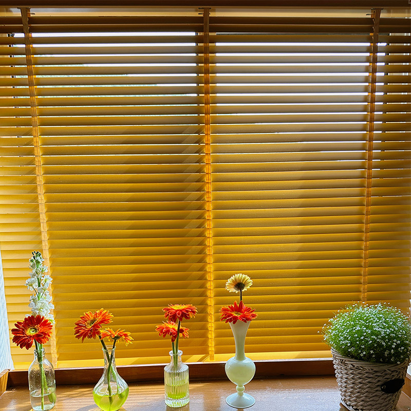 实木百叶窗帘卧室客厅书房木制百页卫生间防水浴室遮光防晒折叠帘