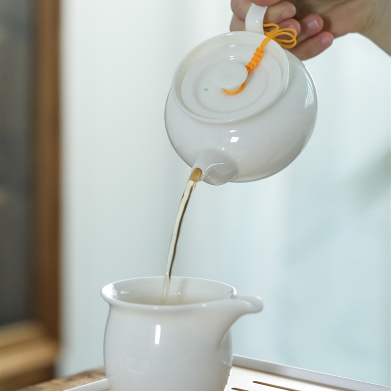 陶瓷过滤茶壶小号白瓷泡茶器带网隔内胆功夫茶具单壶家用杯子套装