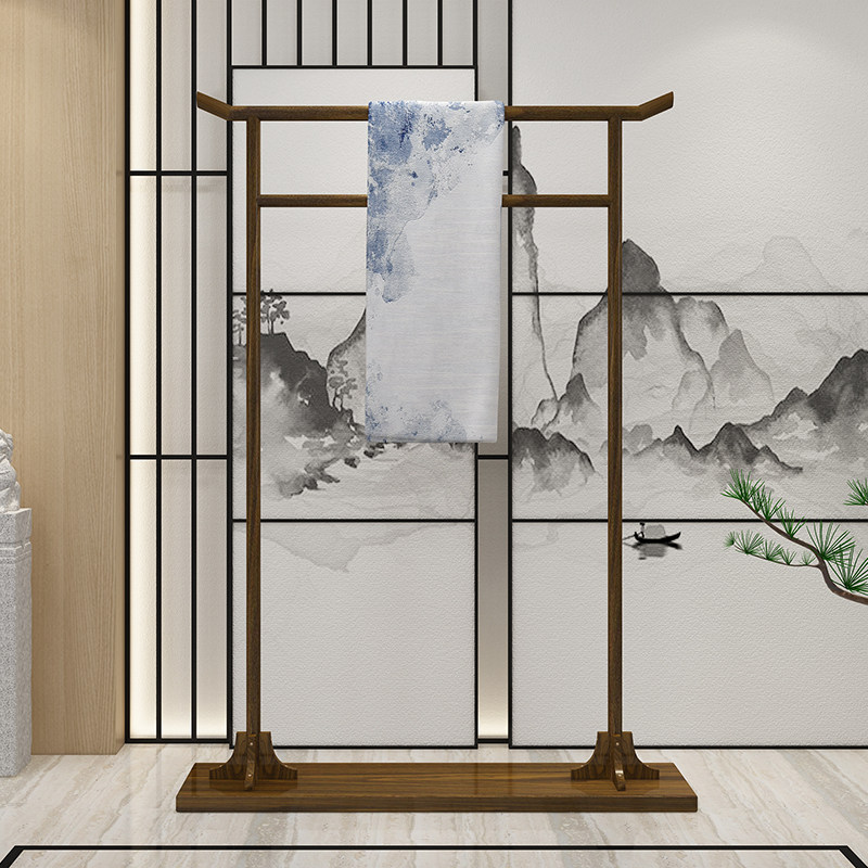 中式实木落地衣帽架卧室挂衣架茶楼民宿酒店展示架古典家俱简约