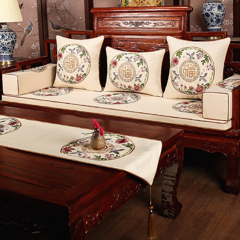 中式沙发垫四季通用罗汉床坐垫子五件套老式实木家具座垫防滑定制
