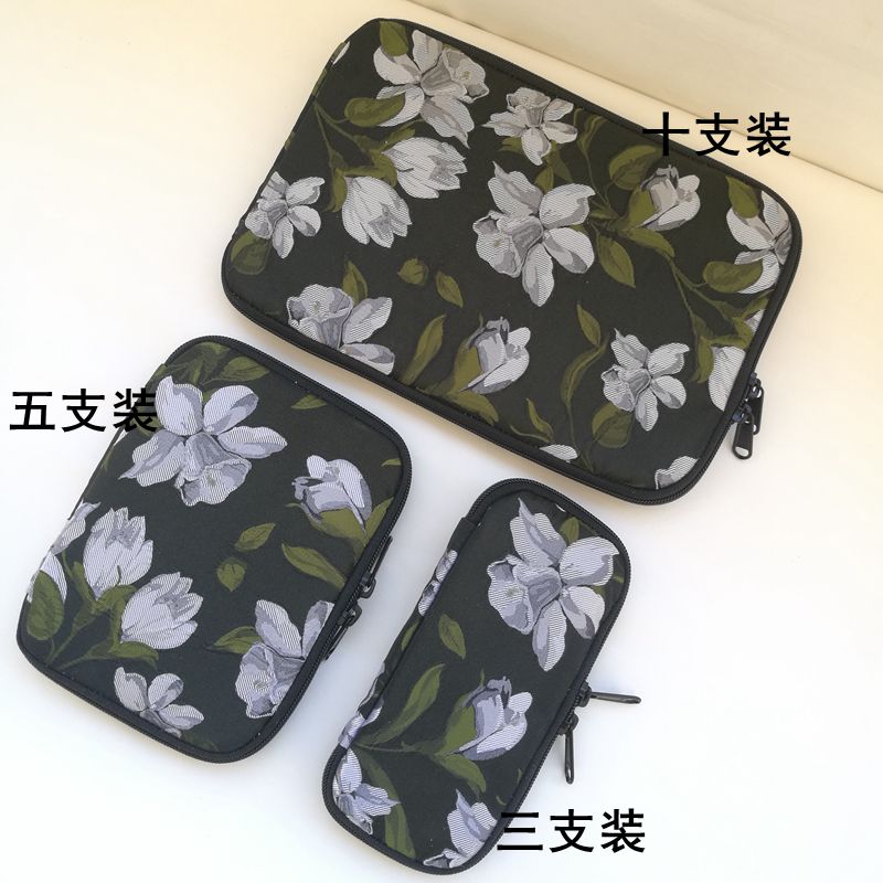 布邑小众油画灰浮雕提花三支装拉链笔套十支装钢笔保护套大容量便
