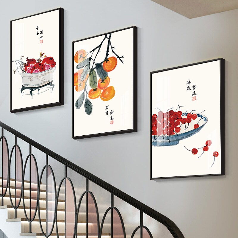 楼梯墙面装饰画新中式复式房间走廊背景墙挂画中国风过道楼道网红