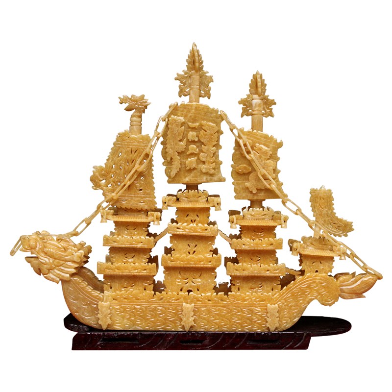 天然玉雕一帆风顺公司开业送礼玉器工艺品创意大堂酒店玉石摆件